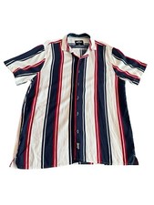 Camisa Hollister masculina manga curta listrada azul branca vermelha tamanho GG viscose, usado comprar usado  Enviando para Brazil
