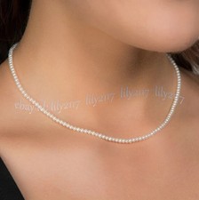 Clássico Pequeno 3mm Branco Concha do Mar do Sul Pérola Colar de Contas Redondas 14-28 polegadas comprar usado  Enviando para Brazil