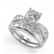 Conjunto de anillo de boda de diamantes de 1,30 quilates de oro blanco de 14 quilates IGI GIA HRD creado en laboratorio segunda mano  Embacar hacia Mexico