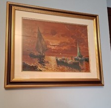 Quadro mare tramonto usato  Novara