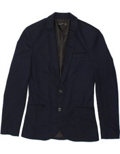 Usado, Jaqueta Blazer ZARA Masculina 2 Botões Reino Unido 36 Pequena Azul Marinho Poliéster BX08 comprar usado  Enviando para Brazil