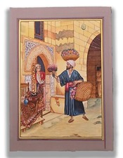 Otomano Flor Vendedor Hecho a Mano Pintura Miniatura sobre Papel 30.5x22.9cm, usado comprar usado  Enviando para Brazil