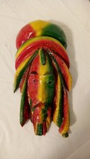 RARO VINTAGE ESCULPIDO EM MADEIRA BOB MARLEY RASTA FIGURA DE ARTE POPULAR DE PAREDE JAMAICANA RAGGAE comprar usado  Enviando para Brazil