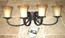 Accesorio de pared de baño de 4 luces de hierro forjado a mano Kalco bronce segunda mano  Embacar hacia Mexico