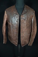 Jaqueta de ciclismo vintage masculina de couro marrom década de 1940 tamanho médio muito bom estado, usado comprar usado  Enviando para Brazil