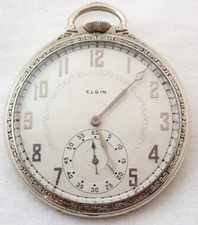 RELÓGIO DE BOLSO VINTAGE 12s Lord Elgin 21 Jewel Grade 450 14k cheio de ouro branco, usado comprar usado  Enviando para Brazil