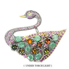 Broche de prata esterlina 925 oval esmeralda 1,95 ct pedra preciosa opala preta feita à mão, usado comprar usado  Enviando para Brazil