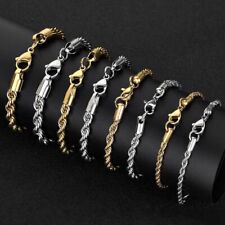 Brazalete brazalete cadena cuerda acero inoxidable chapado en oro 18k mujer hombre 3-7 mm 7-9"" segunda mano  Embacar hacia Mexico