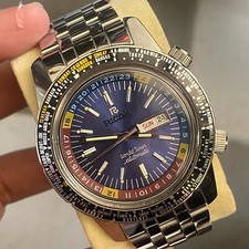 Raro Ricoh World Timer automático 61215A mostrador azul data do dia relógio masculino vintage comprar usado Raro Ricoh World Timer automático 61215A mostrador azul data do dia relógio masculino vintage comprar usado  Enviando para Brazil