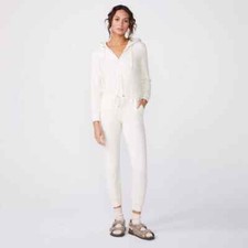 Macacão feminino Monrow médio marfim com zíper lã com capuz amarrar cintura jogger lounge comprar usado  Enviando para Brazil