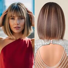 Perucas femininas curtas de cabelo humano perucas com franjas marrom loira destaque perucas , usado comprar usado  Enviando para Brazil