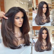 Peruca Ombre marrom em camadas 100% cabelo humano 13x4 frente de renda perucas de cabelo humano reto comprar usado  Enviando para Brazil