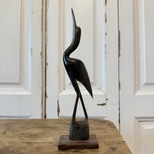 Vintage carved crane for sale  CRANLEIGH