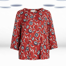Blusa feminina Ex Seasalt manga 3/4 estampada floral galeria em tijolo vermelho (defeito) comprar usado  Enviando para Brazil