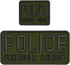 Patches bordados POLICE FEDERAL AGENT 4x8 e 3x4 gancho nas costas PRETO OD comprar usado  Enviando para Brazil