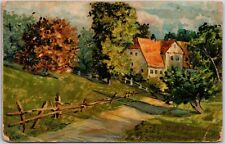 1910 Casa do Campo, Estrada, Grama Verde, Casas, Árvores, Arte, Cartão Postal Vintage comprar usado  Enviando para Brazil