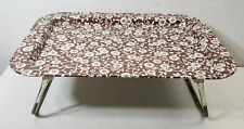 Bandeja de TV retrô vintage dobrável pernas colo cama bandeja marrom floral década de 1970 MCM, usado comprar usado  Enviando para Brazil
