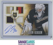 2013-14 Panini Prime Rookie Auto Patches Gold John Gibson /25 #154 Anaheim Ducks comprar usado  Enviando para Brazil