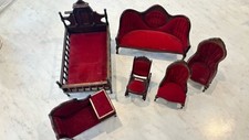 Conjunto de 2 cadeiras de braço vintage casa de bonecas 1:12 madeira vitoriana veludo vermelho 6 peças comprar usado  Enviando para Brazil