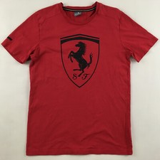 Camiseta Ferrari Puma Big Shield F1 Fórmula 1 equipe de corrida camisa vermelha gola redonda M comprar usado  Enviando para Brazil