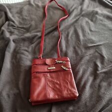 Red leather messenger for sale  HEATHFIELD