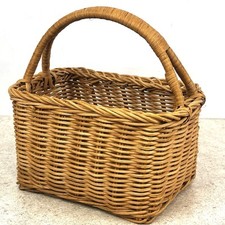 Cesta decorativa pequena de vime natural fazenda rural 8,5”x5” alça leve 8”, usado comprar usado  Enviando para Brazil