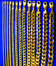 Pulseira de corrente cubana de ouro amarelo 14K sólida real 1,5 mm-14 mm 7"-30", usado comprar usado  Enviando para Brazil