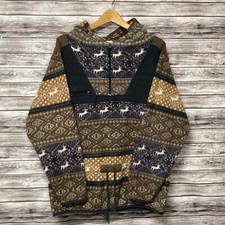 Jaqueta masculina vintage Ski Country Imports pequena marrom com capuz lã quarto de zíper anos 90, usado comprar usado  Enviando para Brazil