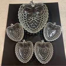 Vintage RUHRGLAS Alemanha Uva Morango Vidro Salada de Frutas Conjunto de 5 Tigelas comprar usado  Enviando para Brazil