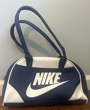 Bolsa de ombro Nike Swoosh azul branca bolsa suporte para sapato zíper rara! comprar usado  Enviando para Brazil