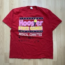 Camiseta vermelha gráfica vintage anos 90 Hoosier State Games comitê médico comprar usado  Enviando para Brazil