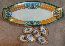 Placa de condimento de porcelana pintada à mão vintage Noritake brilho + 6 mini pratos comprar usado Placa de condimento de porcelana pintada à mão vintage Noritake brilho + 6 mini pratos comprar usado  Enviando para Brazil