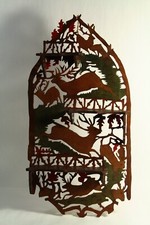 = Prateleira de parede esculpida aberta trabalho arte popular do século XIX com tema de caça de veados e coelhos, usado comprar usado  Enviando para Brazil