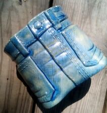 Usado, Jeans jeans azul vintage assinado cerâmica novidade plantador texturizado década de 1970’ comprar usado  Enviando para Brazil