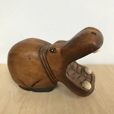Wooden hippo carving for sale  GUILDFORD