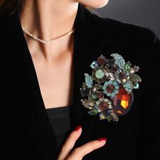 Elegante Colgante de Cristal Marrón Racimo de Flores Hoja Broche Para Mujer Pin Estrás segunda mano  Embacar hacia Mexico