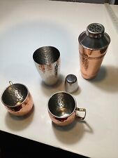 Cobre martelado Moscou Mule Bar conjunto de 2 xícaras, shaker e tampa copo martelado de aço inoxidável comprar usado  Enviando para Brazil