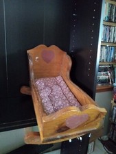 Berço de brinquedo para decoração de bonecas, ursos ou berçário, madeira maciça 17x9,5x13" ~ #Trl4 comprar usado  Enviando para Brazil
