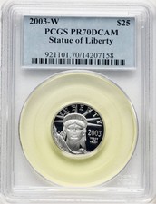 2003-W Proof Platinum Eagle 1/4 oz Blue Label PCGS MS70 comprar usado  Enviando para Brazil
