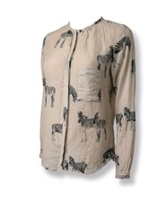 Blusa ZARA WOMAN S Mescla de Seda Estampa de Zebra Bege Preta Manga Longa Botão  comprar usado  Enviando para Brazil