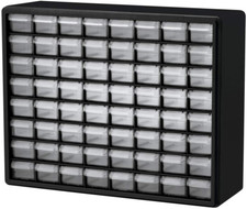 Gabinete de almacenamiento de piezas de plástico Akro-Mils negro 64 cajones herrajes y artesanales segunda mano  Embacar hacia Mexico