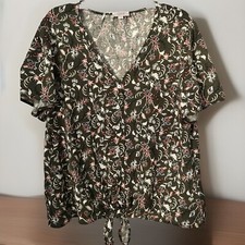 Blusa Loft Feminina Verde Oliva Floral Manga Curta Abotoada X-Grande Usada comprar usado  Enviando para Brazil