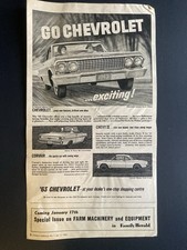 Jornal canadense anúncio de carro Canadá Chevrolet 1963 Corvair Monza Impala Chevy Nova, usado comprar usado  Enviando para Brazil