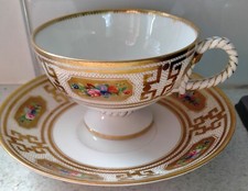 Usado, Antigo 1868 cabo de corda com bordas de ouro xícara de porcelana pires caldeirão chá alto comprar usado  Enviando para Brazil