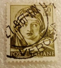Francobollo michelangiolesca p usato  Sale