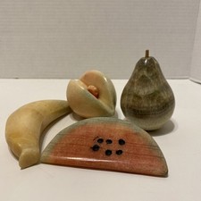 Lote 4 peças frutas alabastro mármore italiano vintage banana, pêssego, melancia, pêra comprar usado  Enviando para Brazil
