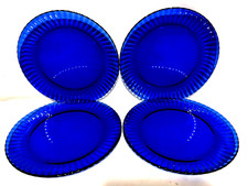 Conjunto de 4 pratos de jantar com nervuras de vidro azul cobalto Colorex 10 1/4" Brasil, usado comprar usado  Enviando para Brazil