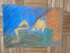Figura de retrato desenho pastel abstrato início dos anos 1980 16 x 23 comprar usado  Enviando para Brazil