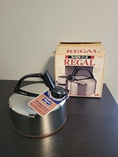 Chaleira de chá vintage Regal Whistling prata 2,5 QT #K1012 nova com caixa aberta comprar usado  Enviando para Brazil