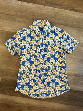 Usado, Camisa Steele VG azul amarelo floral flores slim fit manga curta botão média comprar usado  Enviando para Brazil